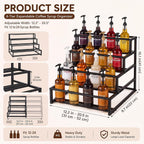 Flutesan Expandable 4-Tier Coffee Syrup Organizer 12.2-20.5 Inch Heavy Duty Coffee Syrup Rack for 12-24 Bottles Width Adjustable Liquor Bottle Display Shelf Bottles Holder Stand for Bar Accessories