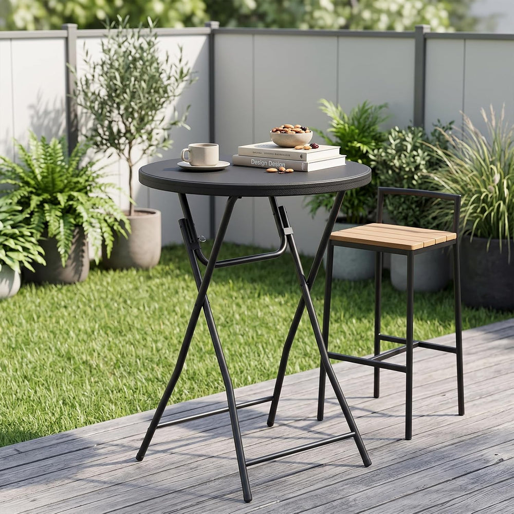 2 Pack Cocktail Table, 32 Inch Folding Table, High Top Round Tables, Black | ...