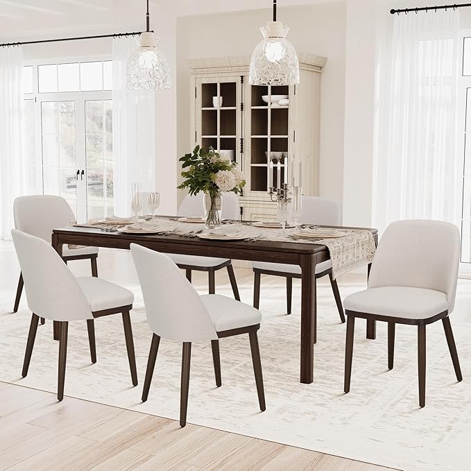 COLAMY Upholstered Dining Chairs Set of 6, Modern Kitchen Chairs with Back, F...
