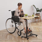 Tilting Overbed Table with Wheels, Adjustable Height Laptop Stand for Couch, Bed Desk Hospital Overbed Table Side Tray Tables, Office Carts & Stands (Log)
