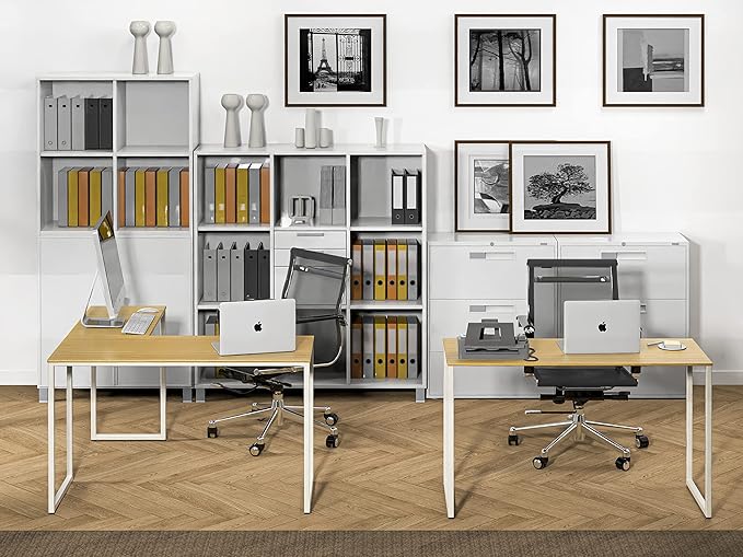 SHW Mission 48 x 48 Inches L-Shape Home Office Computer Desk, Oak
