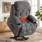 BOSMILLER Electric Power Lift Recliner Chair Sofa with Massage and Heat for Elderly,Lift Chair with Cup Holder & Side Pockets for Living Room