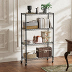 SINGAYE 4 Tier Adjustable Storage Shelf with Wheels Heavy Duty Shelving Unit Rack Shelves Wire for Garage Office Pantry Kitchen 14" Dx36 Wx58 H 1400LBS Black