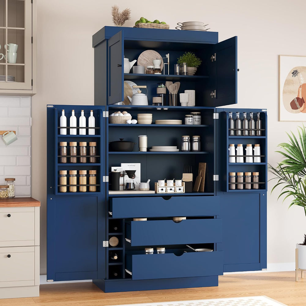 Merax 77'' Tall Freestanding Kitchen Pantry, 35''Lx17.7'&...