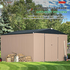 AECOJOY 10'x10' Outdoor Storage Shed, Large Metal Sheds & Outdoor Storage Clearance Steel Yard Shed with Lockable Doors, Utility and Tool Storage Garden Sheds for Barkyard, Patio and Outside Use