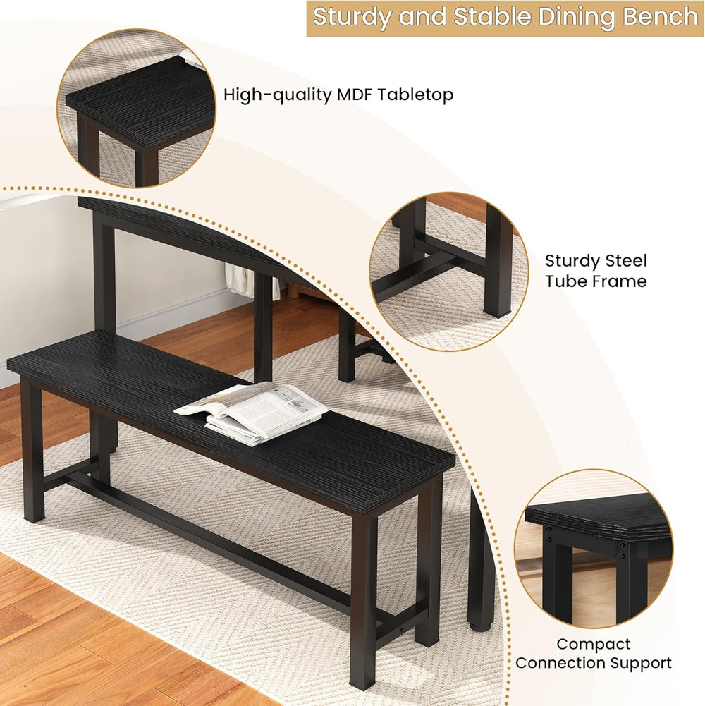 AWQM Table Bench, Pair of 2, Dining Bench, Thickened Steel Frame, Wood Bench,...
