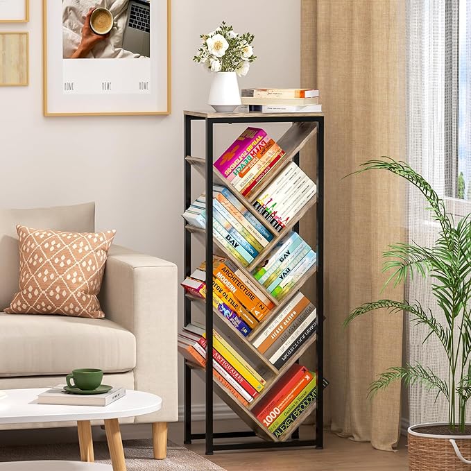 Tree Bookshelf - 9 Tier Floor Standing Tree Bookshelf for Hardcover Books, Sm...