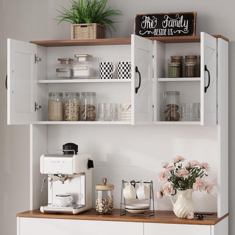 Garvee 71" Kitchen Pantry Cabinet with Charging Station, Kitchen Hutch S...
