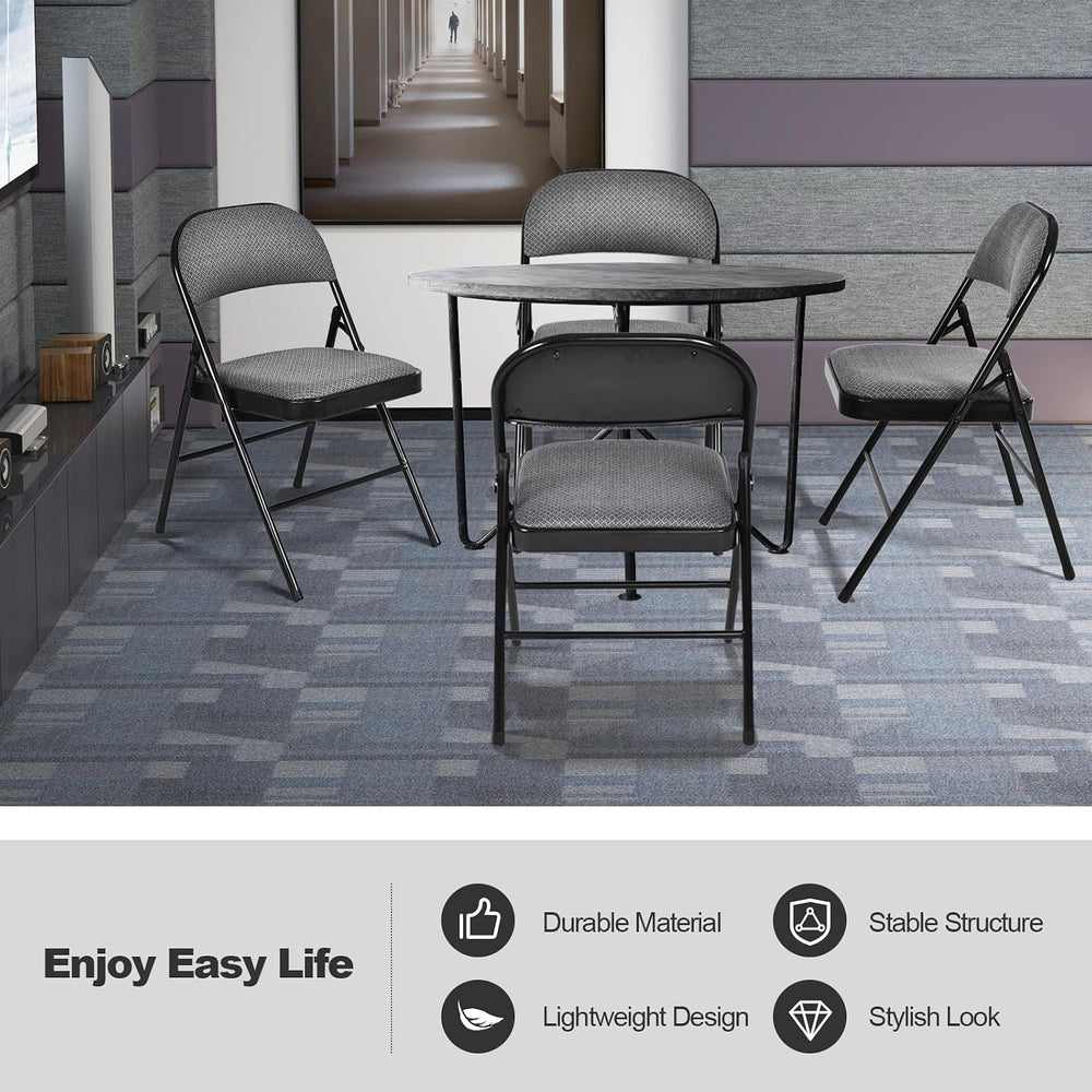GIANTEX 6-Pack Folding Chairs Set - Waiting Room Chairs with Metal Frame, Fab...