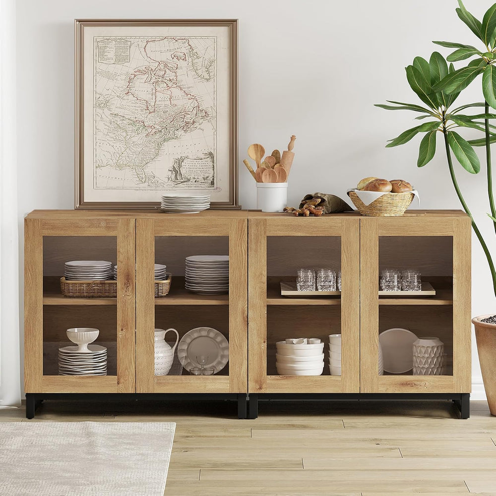 WAMPAT Sideboard Buffet Cabinets, Modern Credenza Sideboard with Adjustable S...