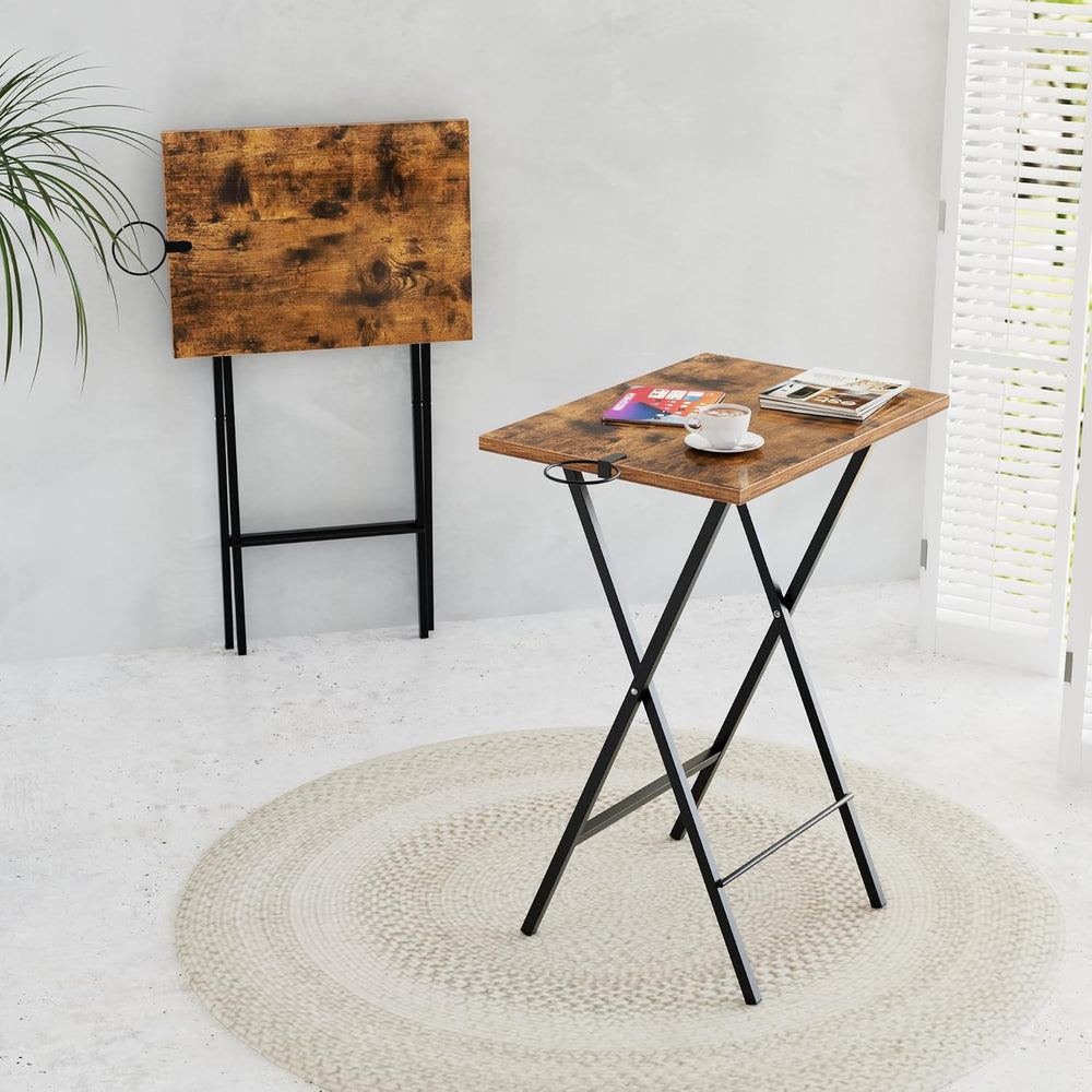 VECELO Folding TV Tray for Eating Set of 4, Portable Dinner/Snack Table with ...