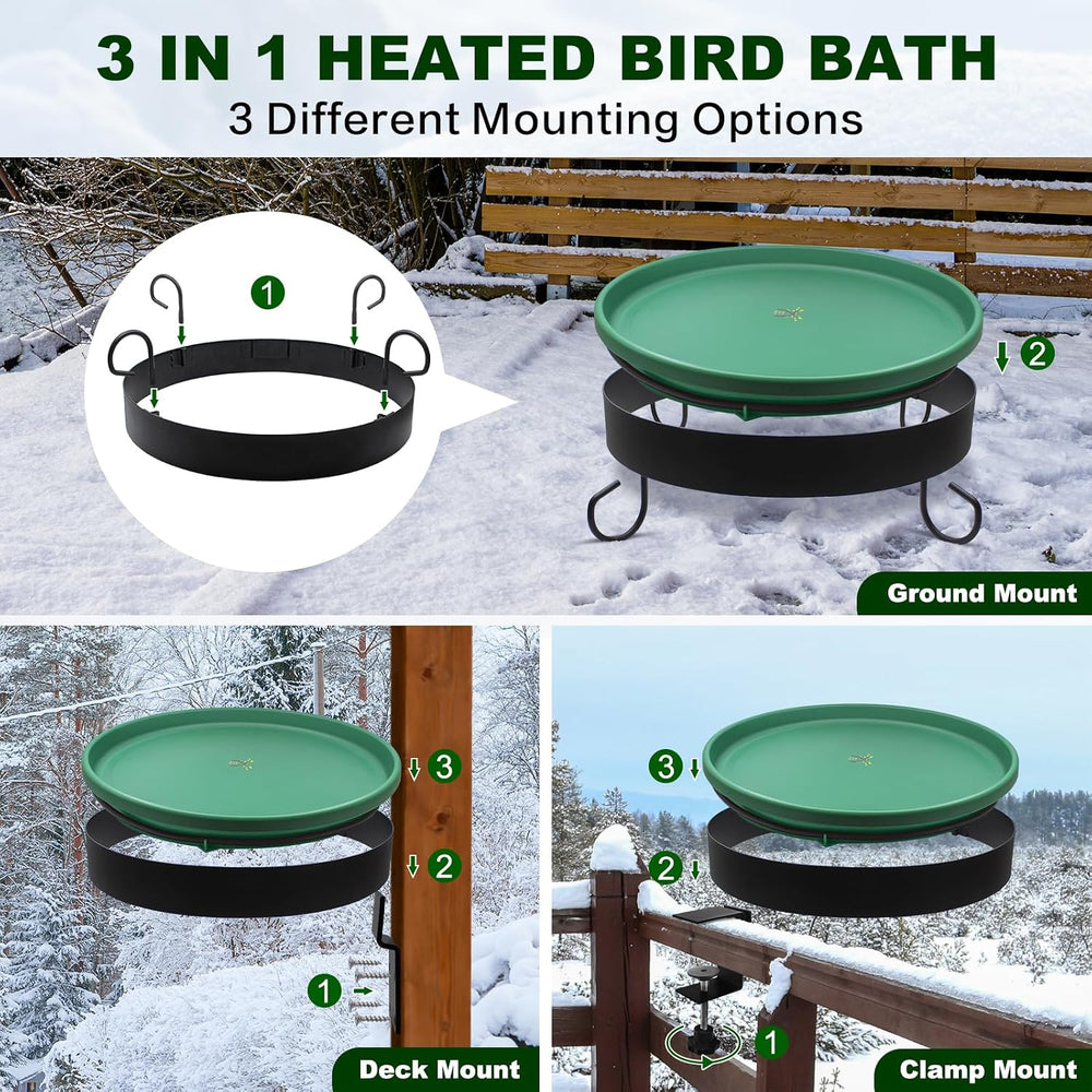 Heated Bird Bath, 3 Easy Ways to Mount Heavy Duty Metal Pedestal Detachable B...