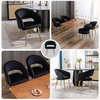 Black and Gold Velvet Dining Chairs, Modern Dining Room Chairs with Arms Set of 4 Upholstered Accent Chair Armchair with Barrel Back for Kitchen Living Room