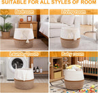 OIAHOMY 60L Blanket Basket with Handle, Storage Basket for Living Room, Laundry Hamper for Clothes, Towels, Pillows, Toy Storage for Kids and Dogs, Baby Hamper for Nursery - Brown & White