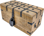 Handmade Pirate Treasure Chest - Wooden Storage Box with Iron Lock & Skeleton Key - Rustic Decorative Jewelry, Toy, Geocache, or Keepsake Chest (Large 12.25 x 6.25 x 6)
