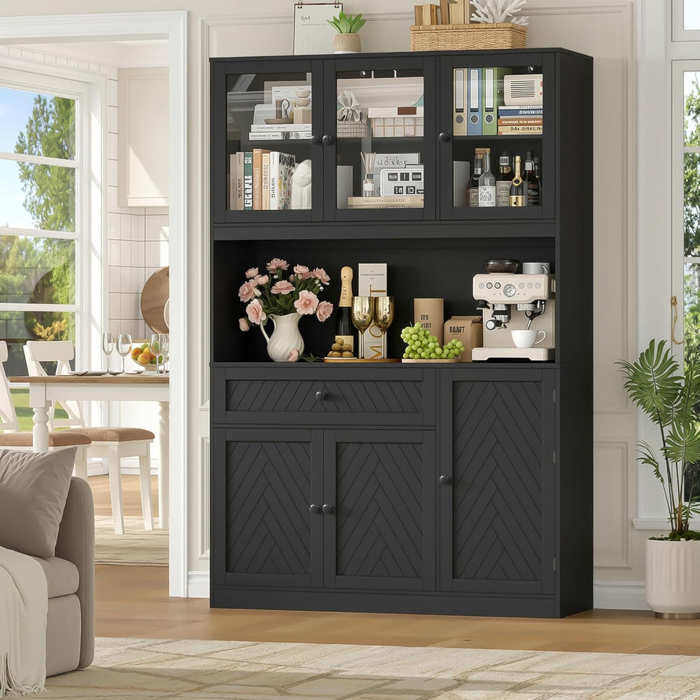 BOTLOG 72” Tall Kitchen Pantry Storage Cabinet, Modern White Kitchen Hutch wi...