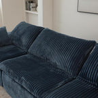 118.2" L Shaped Modular Sectional Cloud Couch with Ottoman, Plush Corduroy Upholstered Compression Sofa, 4-Seat Deep Seat Boneless Sofa Couches with Throw Pillow