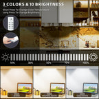 276 LED Under Cabinet Lights Wireless with Full Lighting,Rechargeable Closet Lights with Remote and Motion Sensor Indoor,Under Counter Light with CCT and Dimmable for Kitchen,Stair(3 Pack,31.5inch)