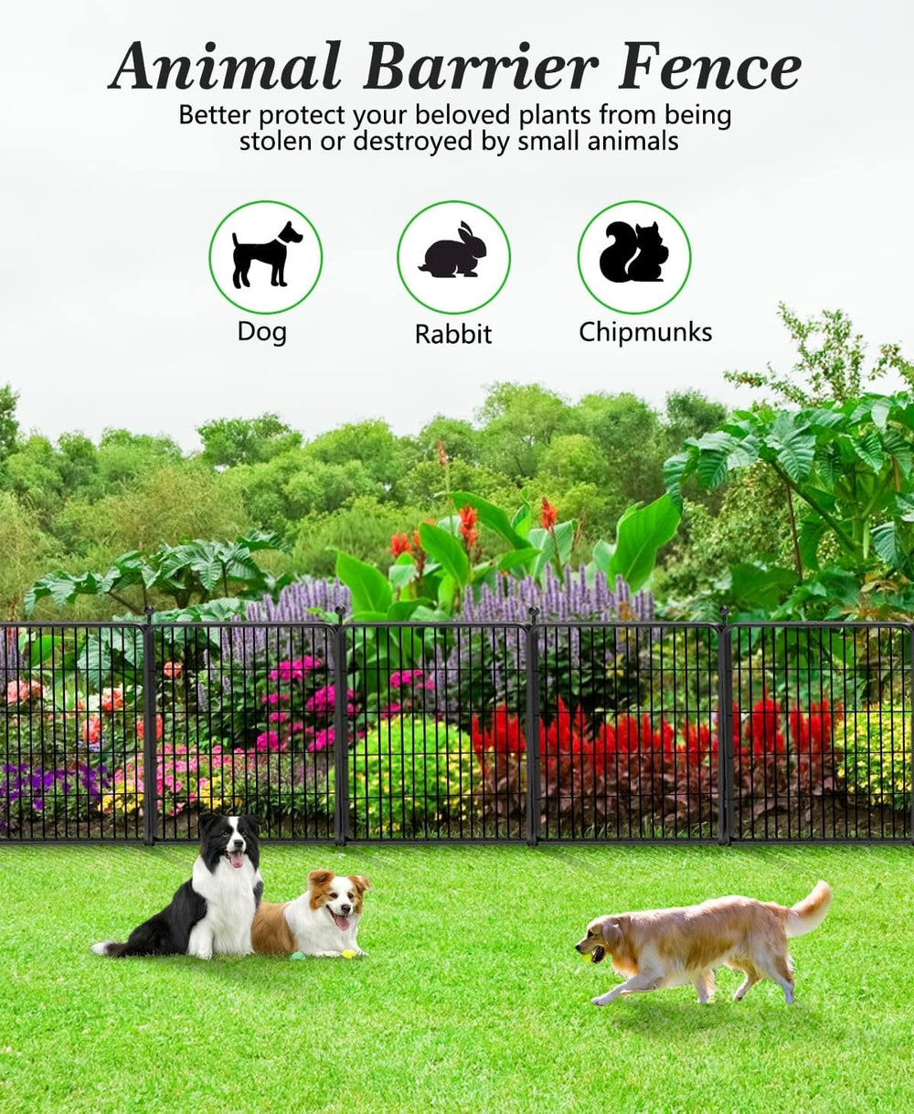 Decorative Black Metal Fencing Garden Fence with Gate, 4.5ft(L) 32in(H) 2 Fen...