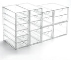 Prsildan Acrylic Drawer Organizer with 17 Drawers, Craft Office Desk Makeup Organizers Accessories, Set of 4 Clear Stackable Storage Drawers for Vanity, Countertop, Jewelry, Art Supply Organization