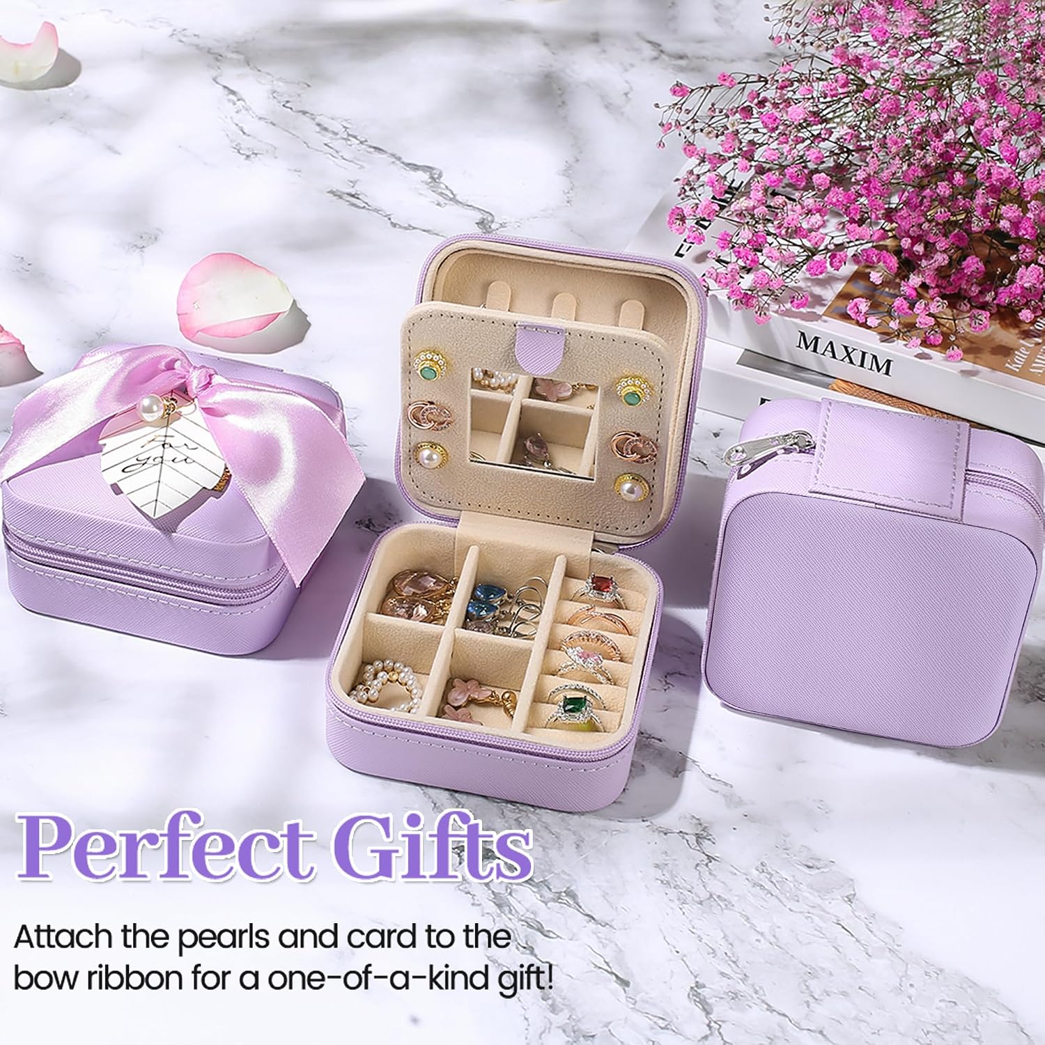 AYGXU Travel Jewelry Box for Women and Girls - Small Case With Initial A-Z - Teacher Gifts