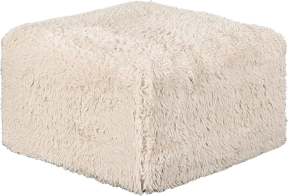 Furniture of America Havyn Modern Faux Fur 1-Seater Square Modular Foam Ottom...