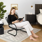 Peace nest Comfy Accent Chair Modern Living Room Bedroom Armchair with Mental Frame Comfortable Shredded Foam Cushion for Balcony Lounge Reading Meeting Room Light Grey