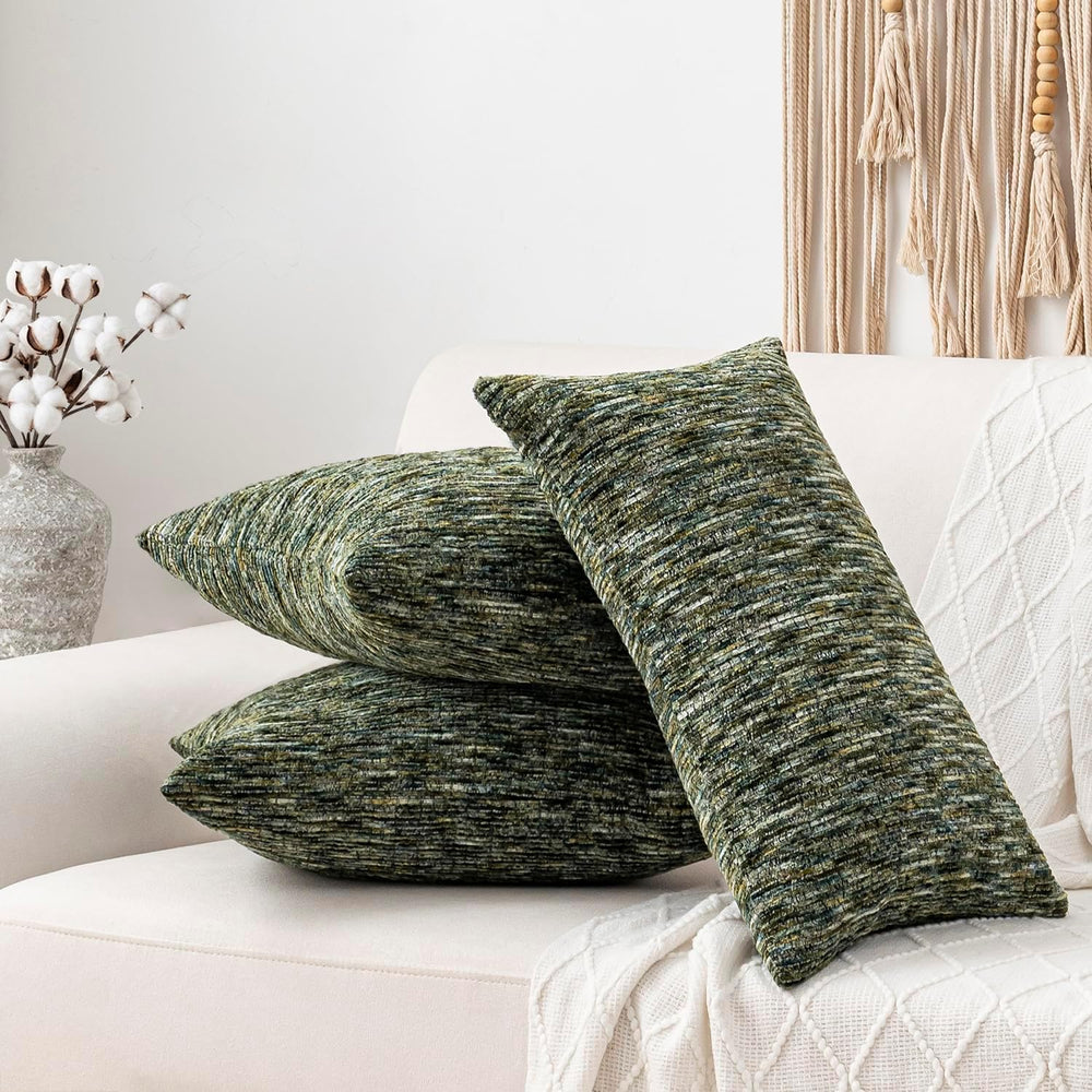GEGELICA Slubby Chenille Decorative Throw Pillow Covers 24x24 Inch Set of 2
