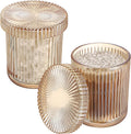 2 Pack Glass Qtip Holder with Lid, Qtip Dispenser Bathroom Storage Jars- Glass Apothecary Jars for Cotton Ball, Swab, Pads, Floss Picks, Bathroom Accessories Organization and Vanity Organizer (Amber)
