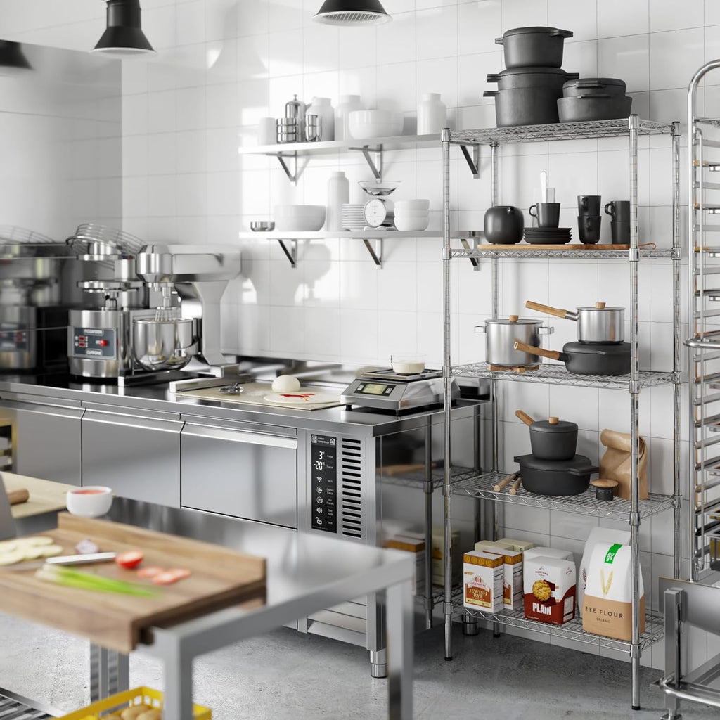 14" Deep x 30" Wide x 74" Height Wire Shelving Kit | 5-Tier | NSF Commercial Storage Rack Unit