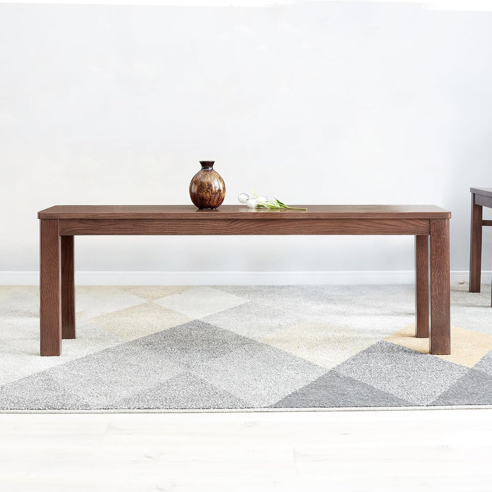 47.24" Solid Oak Narrow Walnut Dining Bench | Mid-Century Modern, Oak Sk...