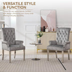 Velvet Dining Chair with Arms, Upholstered Tufted High Back Dining Room Chairs, Accent Armchair with Chrome Leg and Nailhead Trim, Kitchen Dining Living Room, Grey