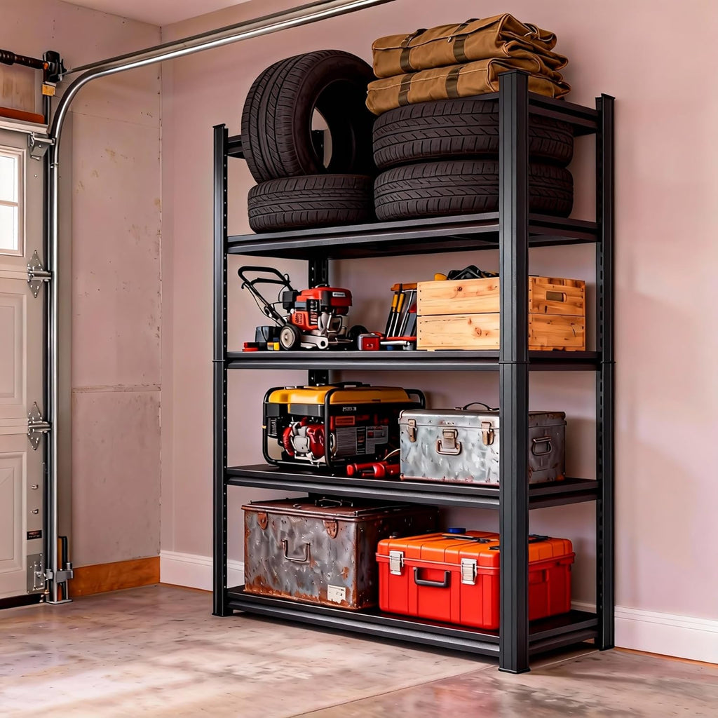Garage Storage Shelves,5 tier shelving unit, 40 inch Wide, 18” Deep, 78” Tall Organizer Metal Shelf for Basement/Living Room/Bedroom/Laundry/Pantry/Kitchen, Heavy Duty, Adjustable,Easy to install