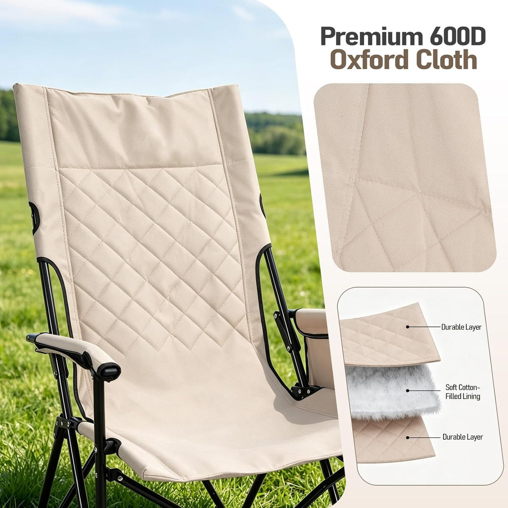 Folding Camping Chair, High Back Padded Portable Camp Chair with Storage Bag,...