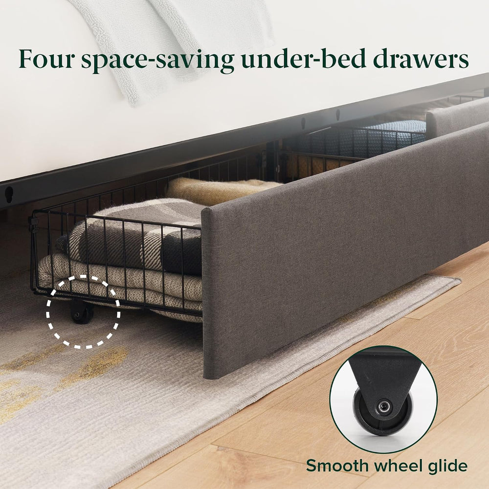 Zinus Billie Platform Bed Frame, Four Underbed Storage Drawers, Queen