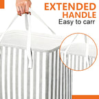 3 Pack Laundry Hamper Collapsible 75L Large Waterproof Cotton Linen Clothes Hamper with Handles Freestanding for Home Dorm Bathroom Bedroom Campin