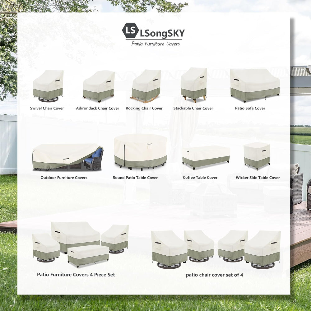 Round Patio Furniture Covers,600D Heavy Duty Waterproof Outdoor Furniture Cov...
