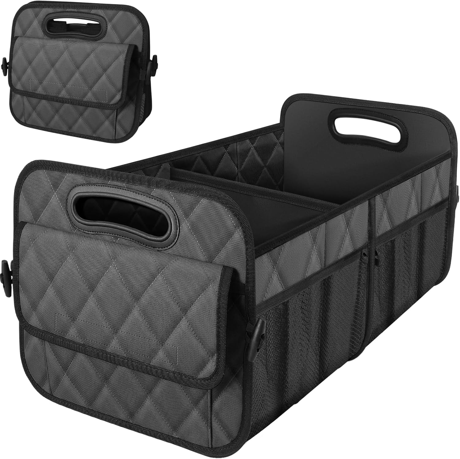 Deosk Car Trunk Organizer for SUV, Car Organizers and Storage with 6 Pocket, Car Accessories for Women/Men 70L Waterproof Polyester Trunk Organizer(Large, Charcoal)