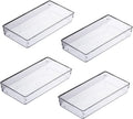 4Pack Large Size Clear Plastic Desk Drawer Dividers Drawer Organizer Wide Tray for Makeup,Kitchen Utensils,Jewelries and Gadgets 12’’x6’’