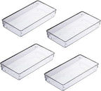 4Pack Large Size Clear Plastic Desk Drawer Dividers Drawer Organizer Wide Tray for Makeup,Kitchen Utensils,Jewelries and Gadgets 12’’x6’’