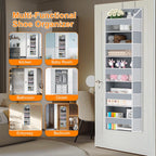 Over The Door Organizer - Over Door Storage Organizer with 5 Large Pockets & 10 Mesh Side Compartments - Heavy-Duty Hanging Storage for Bathroom, Bedroom & Closet - Baby Room Organize Solution