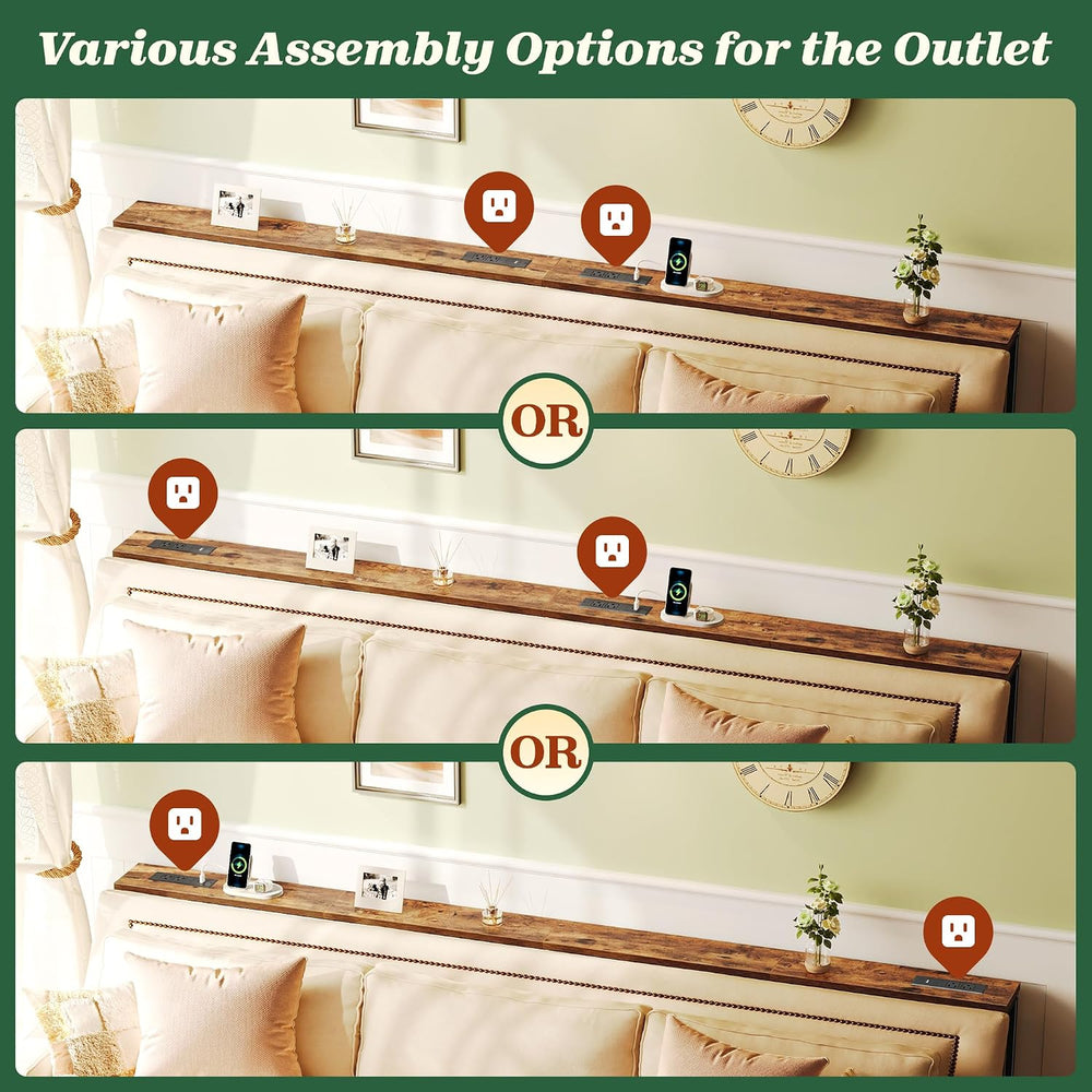 SUPERJARE 94.5 inch Narrow Behind Couch Table with Charging Stations | Power ...