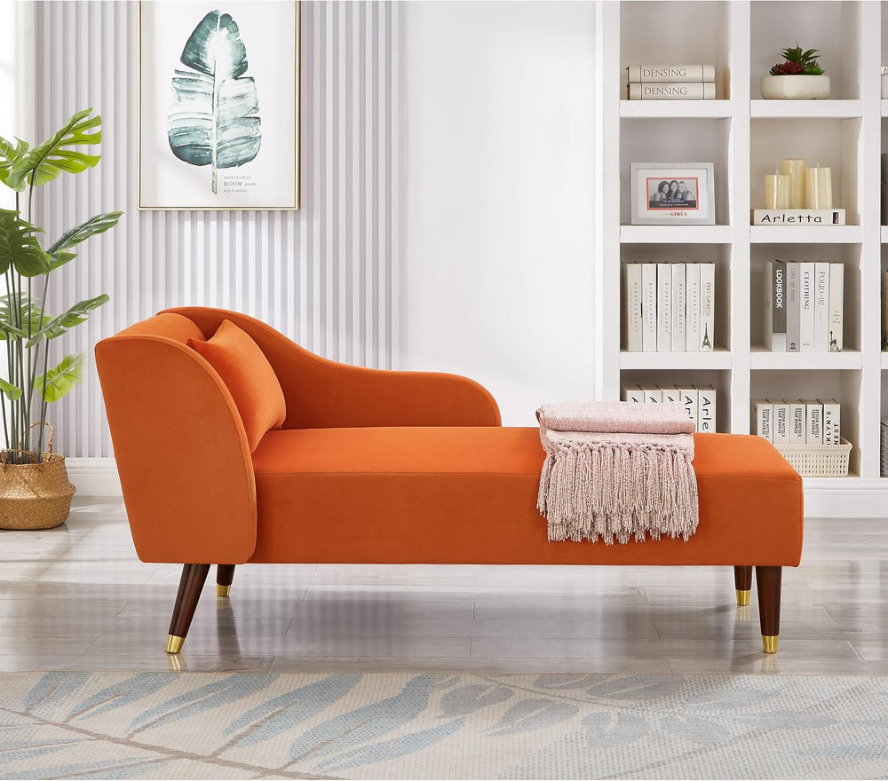 Bellemave Chaise Lounge Indoor, Velvet Upholstered Lounge Chair with Pillow, ...