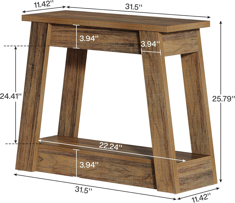 Tribesigns Wood End Table, Small Side Table with 2 Storage Shelves, Rustic Ac...