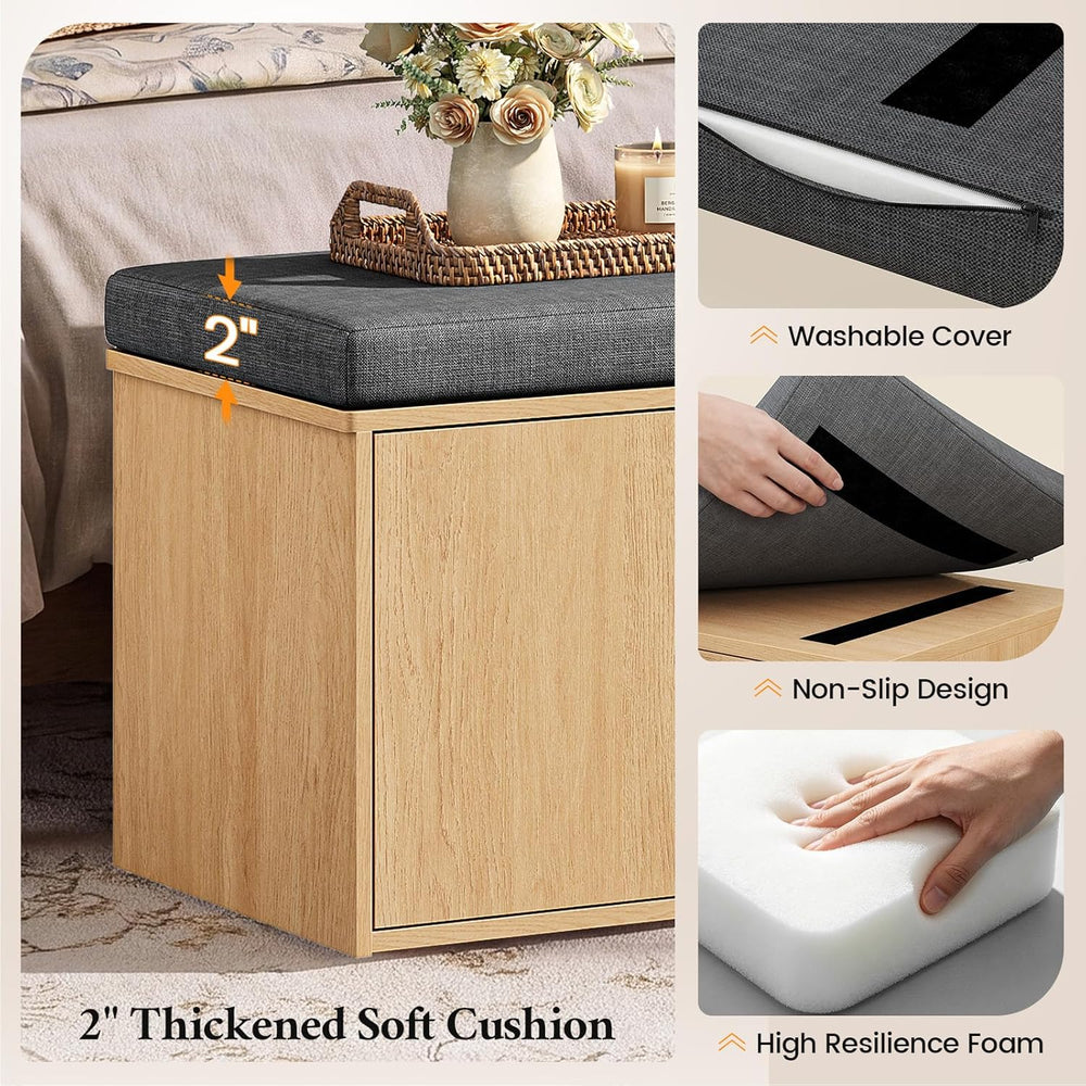 59" Storage Bench with Drawer, 2-Tier Shoe Bench with Doors, Long Entryw...