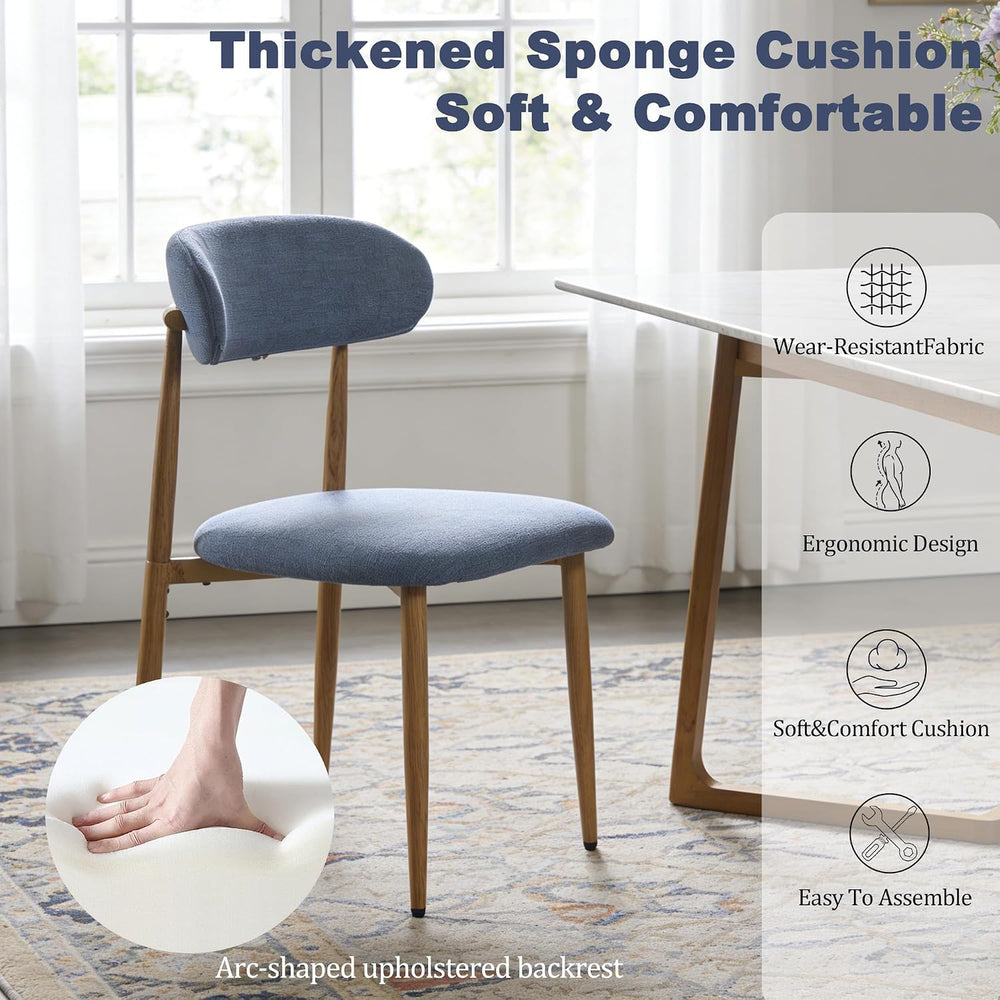 FREKEN Modern Upholstered Dining Chairs Set of 6, Mid-Century Metal Frame wit...