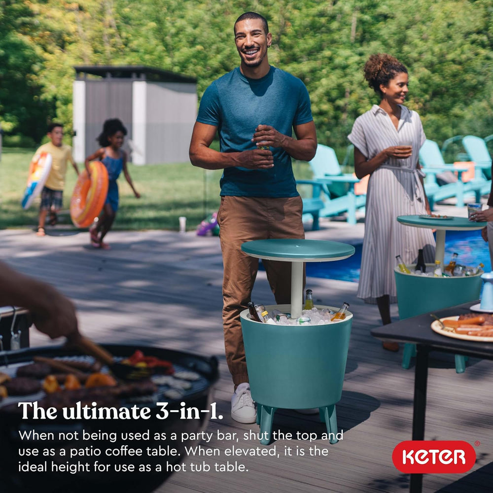 Keter Modern Cool Bar Outdoor Patio Furniture and Hot Tub Side Table with 7.5...