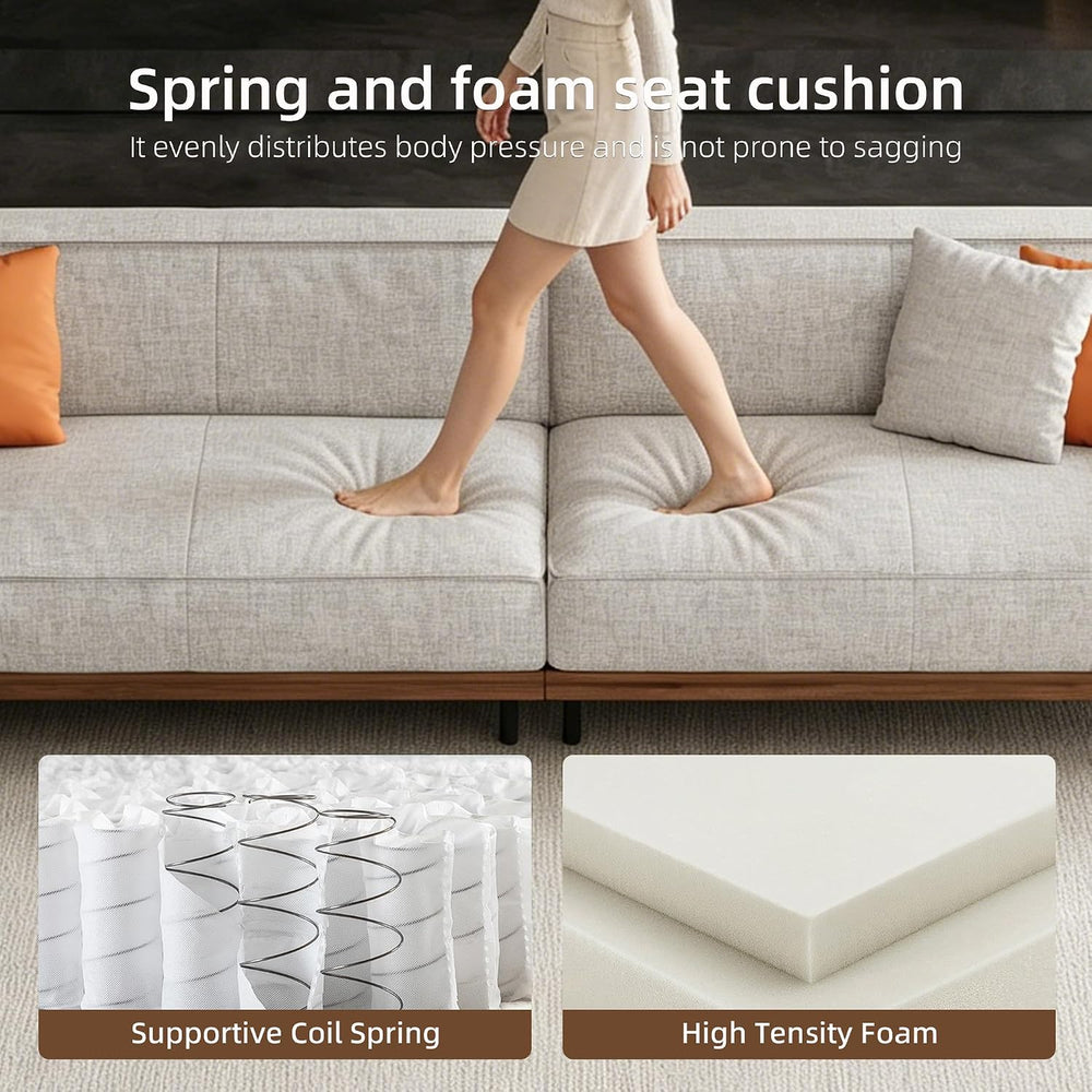 Modern 4-Seater Upholstered Fabric Sofa for Living Room, 111.8"