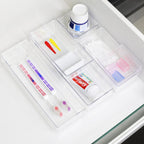 Simple Houseware Clear Desk Drawer Organizer, Assorted Sizes, 6 Packs | For Desk, Office, Bathroom, Makeup, and Craft Storage