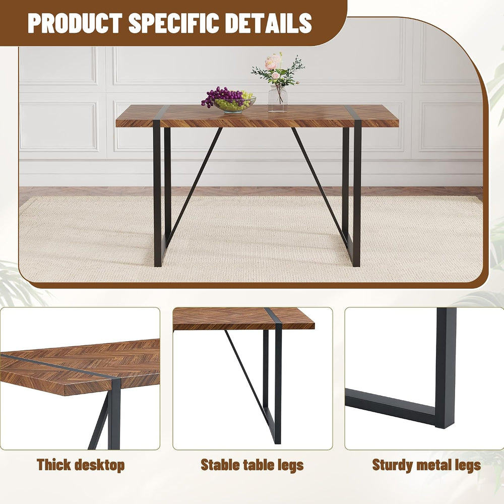 FURNITO 55" Dining Room Table Set for 4, Mid Century Modern Dining Table...